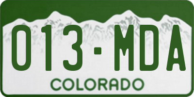 CO license plate 013MDA