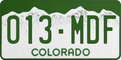 CO license plate 013MDF