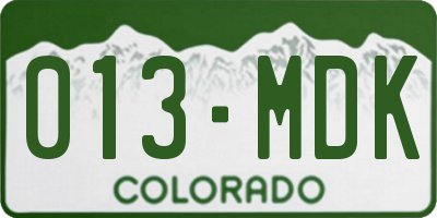 CO license plate 013MDK