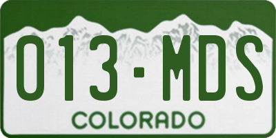 CO license plate 013MDS