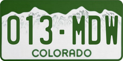 CO license plate 013MDW