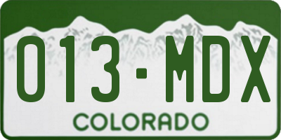 CO license plate 013MDX