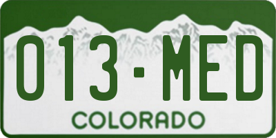 CO license plate 013MED