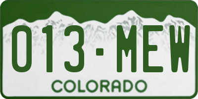 CO license plate 013MEW