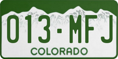CO license plate 013MFJ