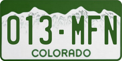 CO license plate 013MFN