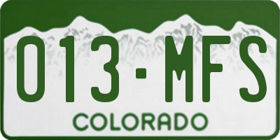CO license plate 013MFS