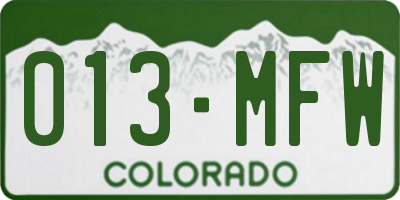 CO license plate 013MFW