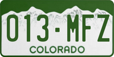CO license plate 013MFZ