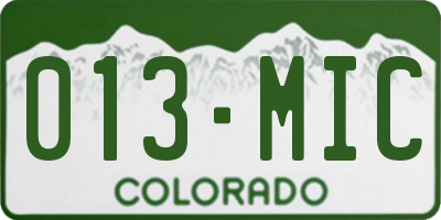 CO license plate 013MIC