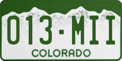 CO license plate 013MII