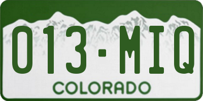 CO license plate 013MIQ