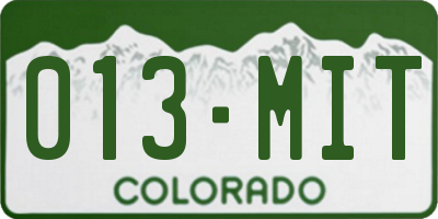 CO license plate 013MIT