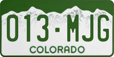 CO license plate 013MJG