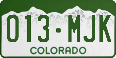 CO license plate 013MJK