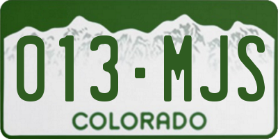 CO license plate 013MJS
