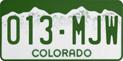 CO license plate 013MJW