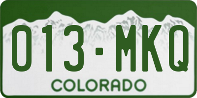 CO license plate 013MKQ