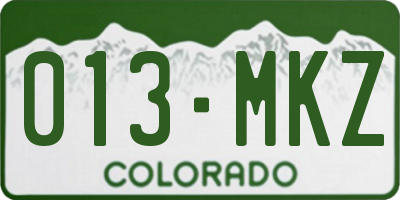 CO license plate 013MKZ