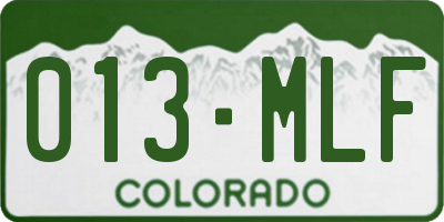CO license plate 013MLF