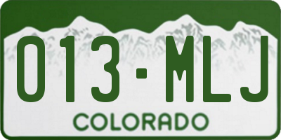 CO license plate 013MLJ