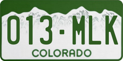 CO license plate 013MLK