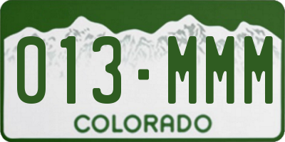 CO license plate 013MMM