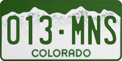 CO license plate 013MNS