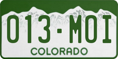CO license plate 013MOI