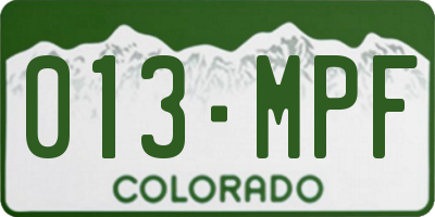 CO license plate 013MPF