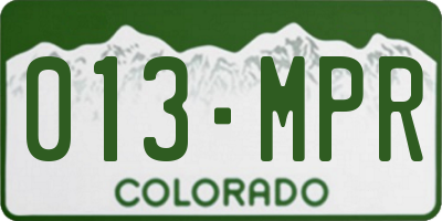 CO license plate 013MPR