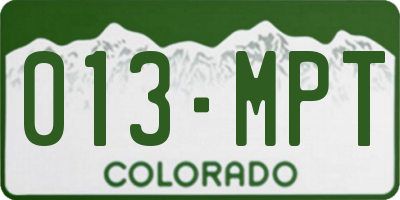 CO license plate 013MPT