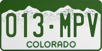 CO license plate 013MPV