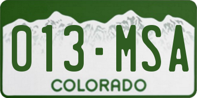 CO license plate 013MSA