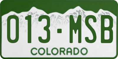 CO license plate 013MSB