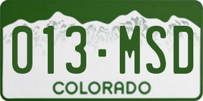 CO license plate 013MSD