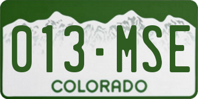 CO license plate 013MSE