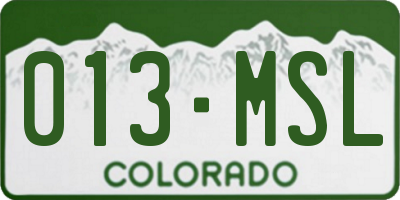 CO license plate 013MSL