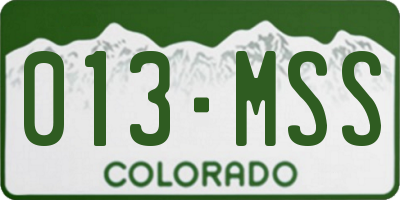 CO license plate 013MSS