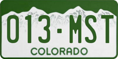 CO license plate 013MST