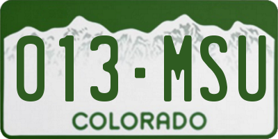 CO license plate 013MSU