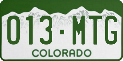 CO license plate 013MTG