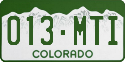 CO license plate 013MTI