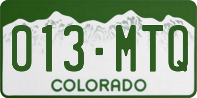 CO license plate 013MTQ