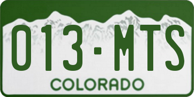 CO license plate 013MTS