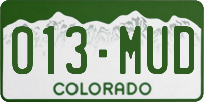 CO license plate 013MUD