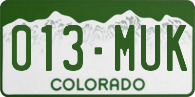 CO license plate 013MUK