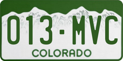 CO license plate 013MVC