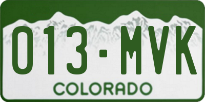 CO license plate 013MVK