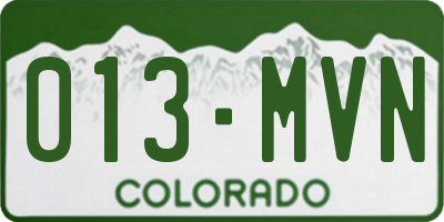CO license plate 013MVN